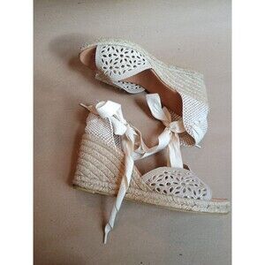 Maypol Sz 41 Spain Women LaceUp Beige Suede Open Toe Wedge Espadrilles Sandals